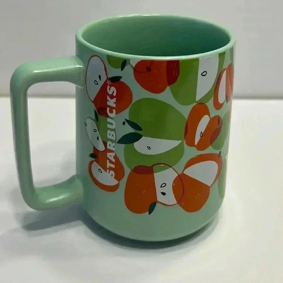 Starbucks mint green with apples design mug teachers 14 fl oz - Picture 1 of 6